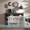 Moderne keukenbuffetkast 3 deuren wit hoogglans 146cm zwart Hailey BX Keuze