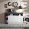 Moderne keukenbuffetkast 3 deuren wit hoogglans 146cm zwart Hailey BX Voorraad