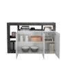 Moderne keukenbuffetkast 3 deuren wit hoogglans 146cm zwart Hailey BX Kortingen