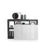Credenza madia keukenkast met 3 glanzende witte deuren, modern, 146cm, zwart Hailey BX. Korting