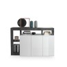 Moderne keukenbuffetkast 3 deuren wit hoogglans 146cm zwart Hailey BX Korting