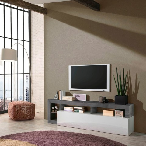 Moderne TV-meubel 184cm zwart wit glanzend Dorian BX Aanbieding
