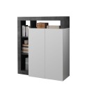 Moderne zwarte woonkamer kast Blume BX met 2 hoogglans witte deuren Aanbod