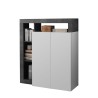 Moderne zwarte woonkamer kast Blume BX met 2 hoogglans witte deuren Aanbod