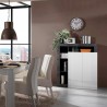 Moderne zwarte woonkamer kast Blume BX met 2 hoogglans witte deuren Kortingen