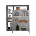 Moderne zwarte woonkamer kast Blume BX met 2 hoogglans witte deuren Korting