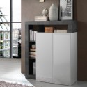 Moderne zwarte woonkamer kast Blume BX met 2 hoogglans witte deuren Aanbieding