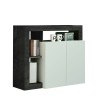 Moderne witte hoogglans dressoir voor woonkamer met 2 zwarte deuren Reva BX Aanbod