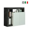 Moderne witte hoogglans dressoir voor woonkamer met 2 zwarte deuren Reva BX Verkoop