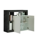 Moderne witte hoogglans dressoir voor woonkamer met 2 zwarte deuren Reva BX Korting