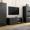 Mobiele tv-standaard voor moderne woonkamer met zwarte marmeren effect - Diver MB Basic. Kortingen