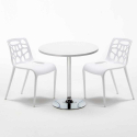Ronde salontafel wit 70x70 cm en 2 gekleurde stoelen Gelateria Long Island Prijs