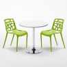Ronde salontafel wit 70x70 cm en 2 gekleurde stoelen Gelateria Long Island 