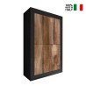 Industrieel ontwerp dressoir met 4 matzwarte deuren en houten afwerking Novia NP Basic Verkoop