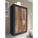 Industriële design dressoir met 4 deuren in matzwart en hout Novia NP Basic Korting