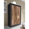 Industriële design dressoir met 4 deuren in matzwart en hout Novia NP Basic Korting