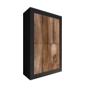 Industriële design dressoir met 4 deuren in matzwart en hout Novia NP Basic Aanbod