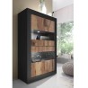 Industriële zwart glazen vitrinekast, 4 deuren, hout, Tina NP Basic Kortingen