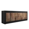 Industriële TV-meubel 210cm, 2 deuren, 2 lades, zwart hout Visio NP Aanbod