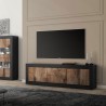 Industriële TV-meubel 210cm, 2 deuren, 2 lades, zwart hout Visio NP Aanbieding