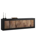 Industriële TV-meubel 210cm, 2 deuren, 2 lades, zwart hout Visio NP Korting