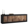 Industriële TV-meubel 210cm, 2 deuren, 2 lades, zwart hout Visio NP Korting