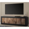 Industriële TV-meubel 210cm, 2 deuren, 2 lades, zwart hout Visio NP Kortingen