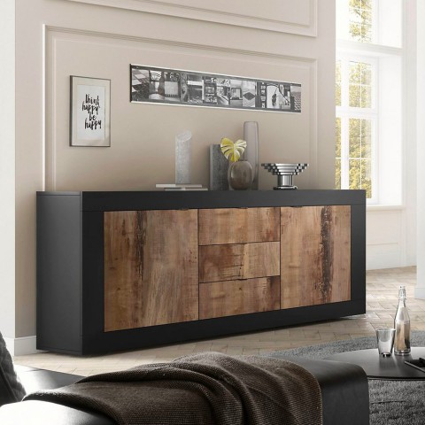 Industriële dressoir woonkamer met 3 lades en 2 deuren Tribus NP Basic Aanbieding