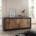 Industriële houten dressoir met 4 matzwarte deuren Altea NP Aanbieding