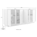 Moderne witte glanzend gelakte woonkamer dressoir 4 deuren 180cm Connie Ice Voorraad