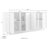 Moderne witte glanzend gelakte woonkamer dressoir 4 deuren 180cm Connie Ice Voorraad