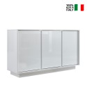 Opbergkast voor woon- of keukenruimte met 3 glanzend witte deuren van 138cm Dimas Ice. Verkoop