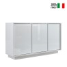 Dressoir voor woonkamer of keuken, 3 deuren, 138 cm, hoogglans wit, Dimas Ice Verkoop