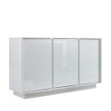 Opbergkast voor woon- of keukenruimte met 3 glanzend witte deuren van 138cm Dimas Ice. Aanbod