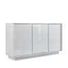 Dressoir voor woonkamer of keuken, 3 deuren, 138 cm, hoogglans wit, Dimas Ice Aanbod