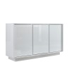 Opbergkast voor woon- of keukenruimte met 3 glanzend witte deuren van 138cm Dimas Ice. Aanbod