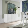 Dressoir voor woonkamer of keuken, 3 deuren, 138 cm, hoogglans wit, Dimas Ice Kortingen