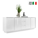 Moderne dressoir 210cm 4 deuren 3 lades hoogglans wit Maine Ice Verkoop