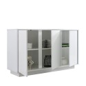 Opbergkast voor woon- of keukenruimte met 3 glanzend witte deuren van 138cm Dimas Ice. Korting