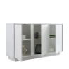 Dressoir voor woonkamer of keuken, 3 deuren, 138 cm, hoogglans wit, Dimas Ice Korting