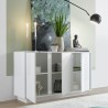 Dressoir voor woonkamer of keuken, 3 deuren, 138 cm, hoogglans wit, Dimas Ice Catalogus