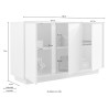 Dressoir voor woonkamer of keuken, 3 deuren, 138 cm, hoogglans wit, Dimas Ice Voorraad