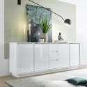 Moderne dressoir 210cm 4 deuren 3 lades hoogglans wit Maine Ice Aanbieding