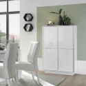 Moderne hoge kast 4 deuren wit hoogglans h145cm Joyce Ice Aanbod