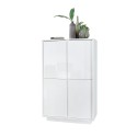 Moderne hoge kast 4 deuren wit hoogglans h145cm Joyce Ice Korting