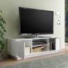 Moderne witte glanzende tv-kast 138cm met 2 deuren Dener Ice woonkamer Kortingen