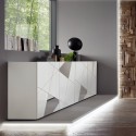 Witte hoogglans dressoir met 4 deuren en spiegel 241 cm Vittoria WH L Voorraad