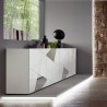Witte hoogglans dressoir met 4 deuren en spiegel 241 cm Vittoria WH L Voorraad