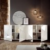Witte hoogglans dressoir met 4 deuren en spiegel 241 cm Vittoria WH L Model