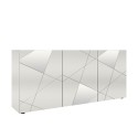 Moderne witte glanzende dressoir 181cm met 3 spiegeldeuren Vittoria WH S Aanbod